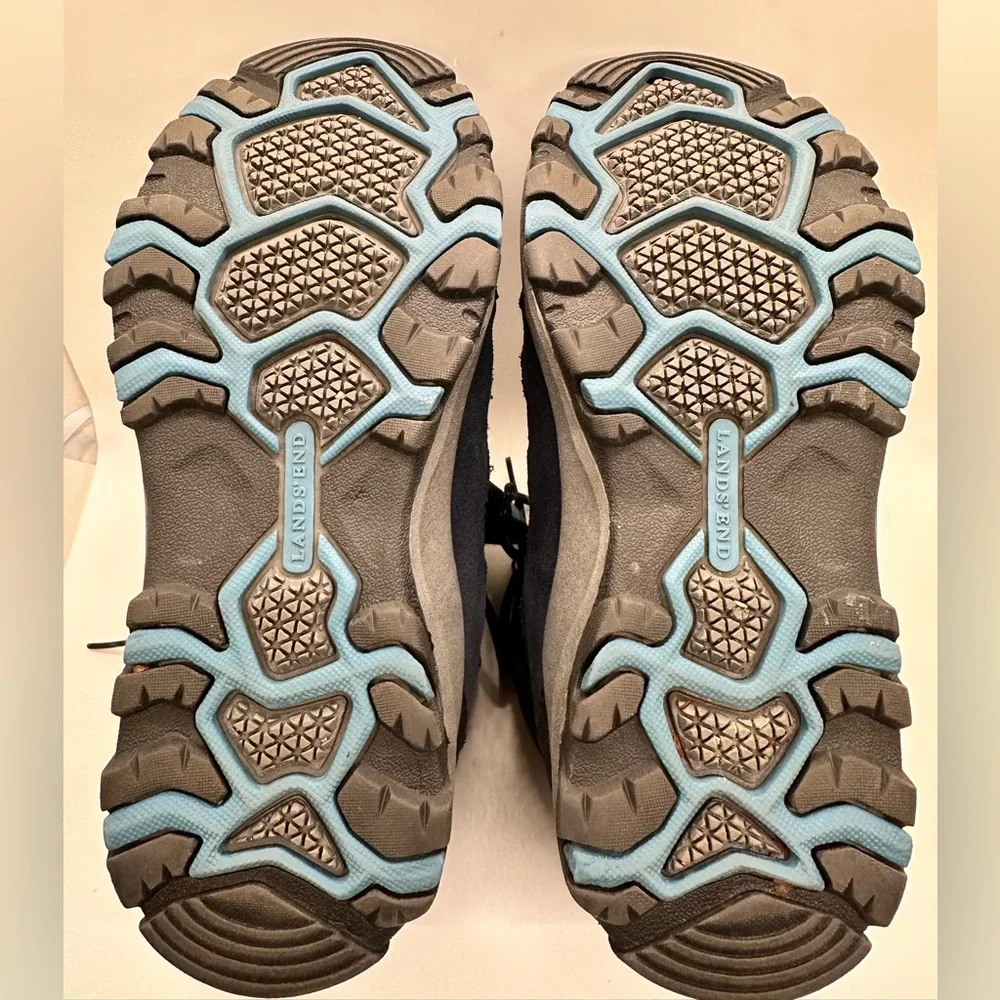 Lands End, Suede and Canvas‎ lace up blue hiking boots 7B EUC